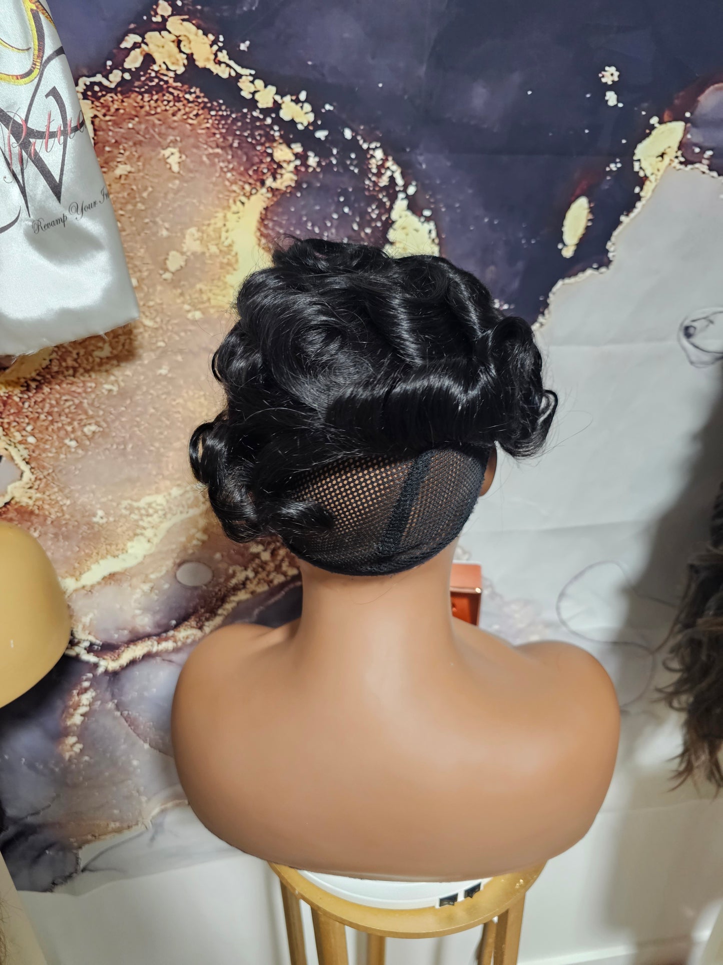 6" midnight black men toupee