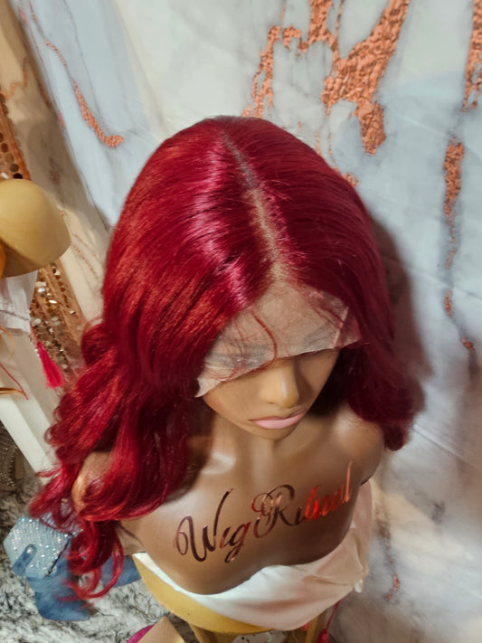 24" wine red lace front