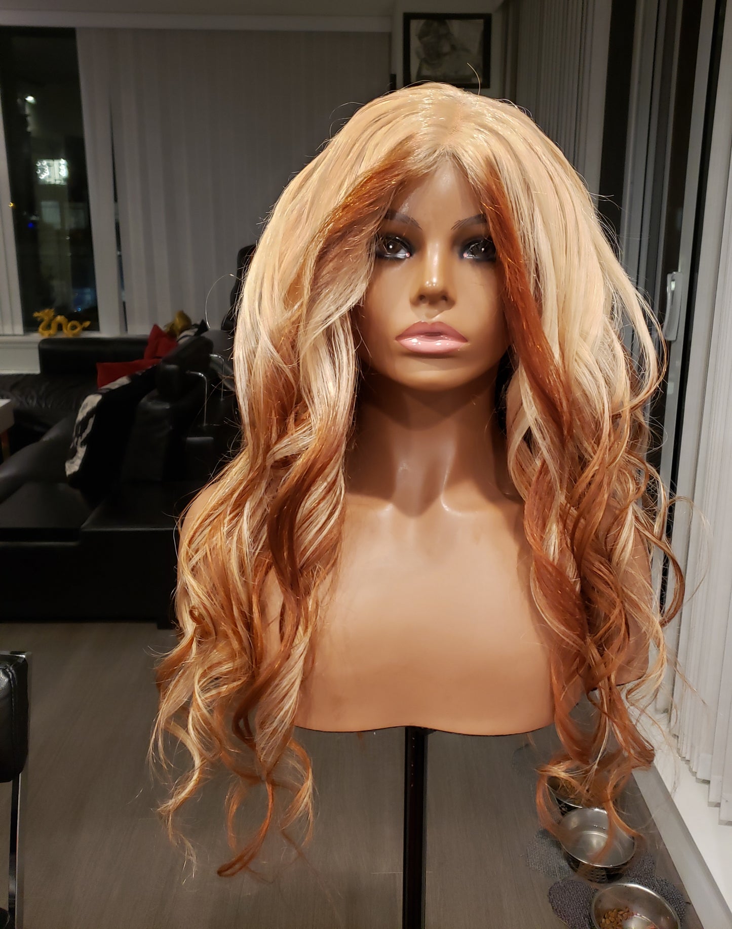 22" reverse streak brown human hair wig