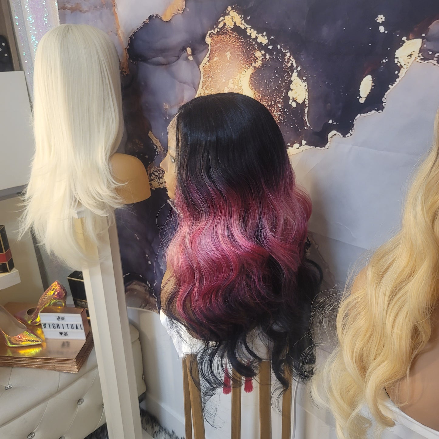 22" electric pink flash lacefront